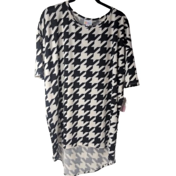 ⭐️Buy 1, Get 2nd 1/2 OFF⭐️LuLaRoe Irma Houndstooth Top Shirt M Black and White - Picture 1 of 4